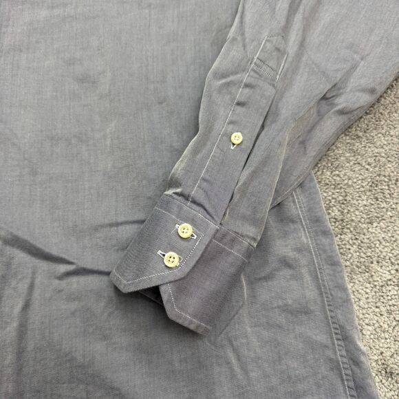 Brooks Brothers Vintage 90s Dress Shirt Mens 16.5 34 Blue Twill Egyptian Cotton - Picture 3 of 14